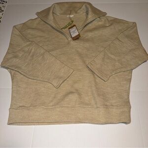 OGL Men's Zip-Neck Sweater in Light Beige